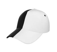 Half Black Half White Baseball Hat for Women Men Unisex Sun Cap Packable Outdoor Adjustable Hat Headwear, White and Black 12a88811, One size
