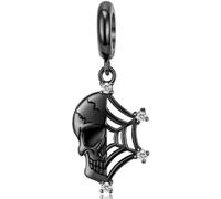 Half Black Spider Web and Skull Charm 925 Silver Charm Compatible with Pandora Charms, Trollbeads, Chamilia, Biagi and Many Other UK Charm Bracelets.