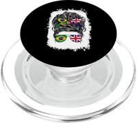 Half Britain And Brazilian British UK Brazil Flag Girl Women PopSockets PopGrip for MagSafe