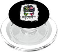 Half Britain And Brazilian British UK Brazil Flag Girl Women PopSockets PopGrip for MagSafe