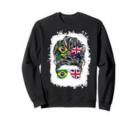 Half Britain And Brazilian British UK Brazil Flag Girl Women Sweatshirt