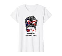 Half Britain And Canadian British UK Canada Flag Girls Women T-Shirt