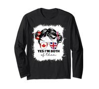 Half Britain and Canadian British UK Canada Flag Kids Girl Long Sleeve T-Shirt