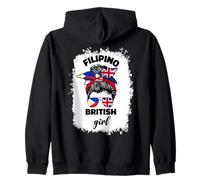 Half Britain And Filipino British UK Philippines Flag Girl Zip Hoodie