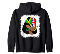 Half Britain And Jamaican British UK Jamaica Flag Girl Afro Zip Hoodie
