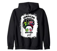 Half Britain And Jamaican British UK Jamaica Flag Girl Women Zip Hoodie