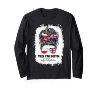 Half Britain and Polish British UK Poland Flag Girl Women Long Sleeve T-Shirt