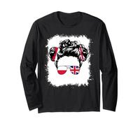 Half Britain and Polish British UK Poland Flag Kids Girls Long Sleeve T-Shirt