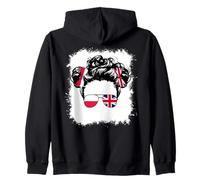 Half Britain And Polish British UK Poland Flag Kids Girls Zip Hoodie