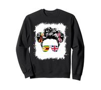Half Britain And Zimbabwean British UK Zimbabwe Flag Girl Sweatshirt