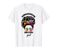 Half Britain And Zimbabwean British UK Zimbabwe Flag Girl T-Shirt