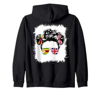 Half Britain And Zimbabwean British UK Zimbabwe Flag Girl Zip Hoodie