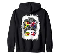 Half Britain And Zimbabwean British UK Zimbabwe Flag Girls Zip Hoodie