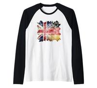 Half British and German UK Germany Roots Union Jack Flag Raglan Baseball Tee