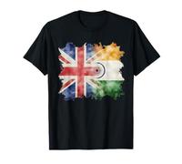 Half British and Indian UK India Roots Union Jack Flag T-Shirt