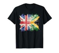 Half British and Jamaican UK Jamaica Roots Union Jack Flag T-Shirt