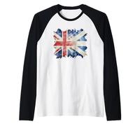 Half British and Scottish UK Scotland Roots Union Jack Flag Raglan Baseball Tee