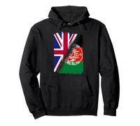 Half British Half Afghanistan Flag Heritage Cultural Pride Pullover Hoodie