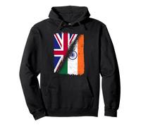 Half British Half Indian Flag India England Dual Nationality Pullover Hoodie
