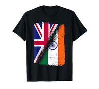 Half British Half Indian Flag India England Dual Nationality T-Shirt