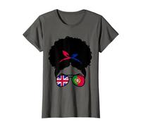 Half British half Portuguese Afro Bun Britain Portugal Mix T-Shirt