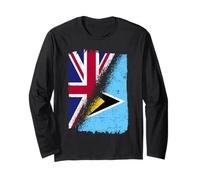 Half British Half St Lucian Flag St Lucia England Heritage Long Sleeve T-Shirt