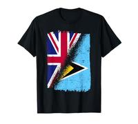 Half British Half St Lucian Flag St Lucia England Heritage T-Shirt