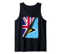 Half British Half St Lucian Flag St Lucia England Heritage Tank Top