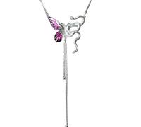 Half Butterfly Half Snake Tassel Collarbone Chain Asymmetric Spirit Snake Butterfly Pendant Adjustable Silver Y-Shaped Necklace Bohemian Style Necklace Ladies' Blessings on Jewelry Gifts