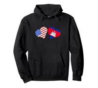 Half Cambodia Flag Heart Half America Cambodian Roots Pullover Hoodie