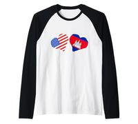 Half Cambodia Flag Heart Half America Cambodian Roots Raglan Baseball Tee