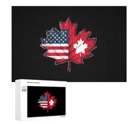 Half Canadian USA Flag Maple Leaf Puzzle for Adults Challenging Jigsaw Puzzles for Women Men