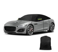 Half Car Cover Compatible with Jaguar F-Type 2014-2024, Waterproof Half Cover Thicken Tarpaulin with Windproof Strap Reflective Tape for Snow, Rain, All-weather Protection