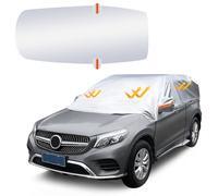 Half Car Cover Waterproof Ninonly 210D Universal Car Covers Waterproof All Weather Protection from Rain Dust Sun Leaves for Windshield Silver