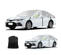 Half Car Cover Waterproof Outdoor for Toyota Land Cruiser 2007-2021,Anti Hail Car Covers Front and Rear Windscreen Cover with Windproof Strap Reflective Tape-Silver