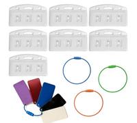 Half Card Holder, Card Storage Organizer Set with 3 Keychain Rings and 10 Removable Hanging Tabs, Portable Travel Holder for People Cards, Clear Badge-Style Cards Grippers
