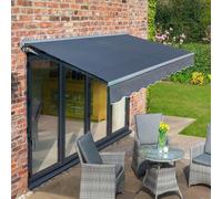 Half Cassette Charcoal Frame Patio Awning Manual Sun Shade 3.5m x 2.5m Primrose Awnings Dark Grey One Size