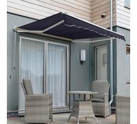 Half Cassette Patio Awning Retractable Canopy Manual Shade 2.5m x 2.0m Primrose Awnings Blue One Size