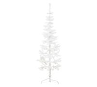 Half Christmas Tree 120cm White PVC Slim Wall-Mount 80 Tips Steel Stand 30x30cm