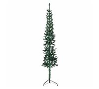 Half Christmas Tree 180cm Green PVC Slim Space-Saving With Stand & 80 Tips Metal