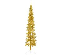 Half Christmas Tree Slim Gold PVC Steel 180cm Hx38cm W 80 Tips with Stand 30cm.