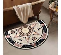 Half Circle Boho Bathroom Rugs Mandala Bath Mats for Bathroom Non-Slip, 60 X 40 cm Soft Gray Vintage Bohemian Goth Bath Mat Fit for Bathtub, Shower, and Room Decor Aesthetic Machine Washable
