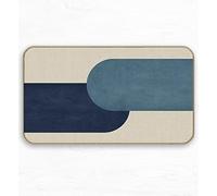 Half-Circle Color Block- Navy Blue Boho Mid Century Modern Art Decorative Doormat,Front Door Outdoor Entrance Farmhouse Home Bedroom Girls Room Office Decor,Boho Lovers Gifts,30 x 17 Inches Doormats