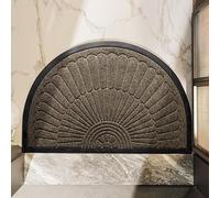 Half Circle Door Mat - Modern Anti-Slip Entrance Rug, Durable Dirt Trap Design Heavy Duty Rubber Mat for Indoor Outdoor Entryway Patio Garage Door High Traffic Areas (Brown,60x90CM)