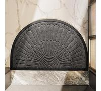 Half Circle Door Mat - Modern Anti-Slip Entrance Rug, Durable Dirt Trap Design Heavy Duty Rubber Mat for Indoor Outdoor Entryway Patio Garage Door High Traffic Areas (Dark Gray,50x80CM)