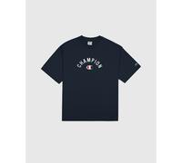 Half Circle Logo T-Shirt with Short Sleeves Navy Blue