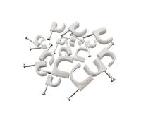 Half Clamp J-Hook with Nail 500Pcs Plastic Round Cable Clips C-Shaped Wire Holder Clamps with Steel Nails for Tubing Fixing Pipe Fixing Connection(5mm)
