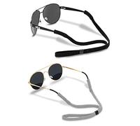 HALF CRESCEN Glasses Strap (2 PCS) Sports Eyeglass Strap Adjustable Sunglasses Retainer for Men Women -2 Pack（Black, Grey）
