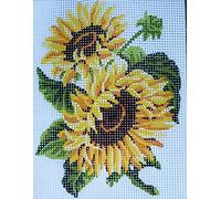 Half Cross Stitch Printed Canvas Kit 43102 Sunflowers - Design Size 14x18cms all materials included