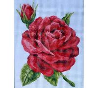 Half Cross Stitch Printed Canvas Kit 43103 Rose - Design Size 14x18cms all materials included